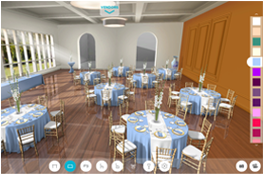 Wedding seating chart tool screenshot with set tables in ballroom